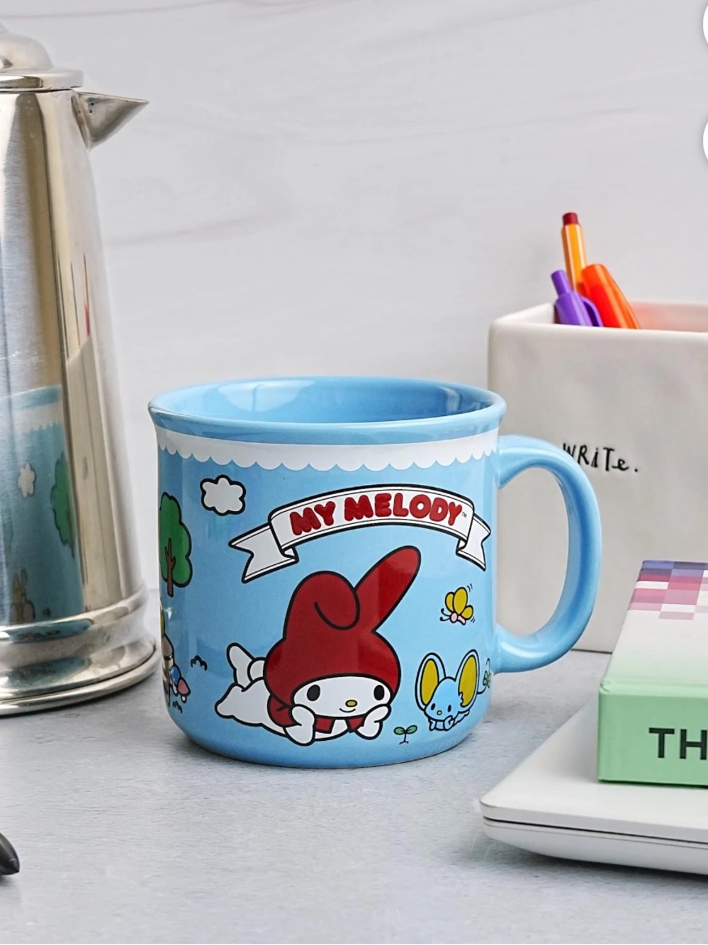 Sanrio My Melody Blue Hello Kitty 20oz. Ceramic Camper coffee mug in blue